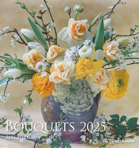 N NEUMANNVERLAGE - Bouquets 2025 Fotokunst-Kalender, 45x48cm, Wandkalender mit zwölf bezaubernden Blumenbouquets, liebevolle Blumensträuße, Spiralbindung und internationales Kalendarium
