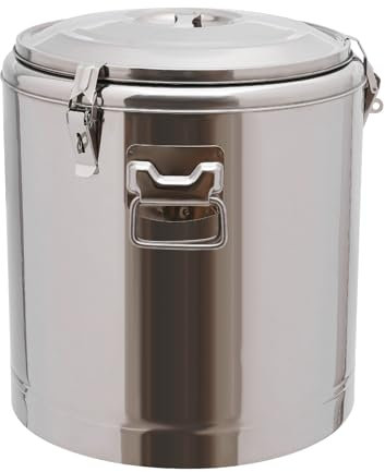 GramStudio Olla grande aislada de acero inoxidable 201, 20 L, para el desayuno, para el transporte, recipiente térmico con anillo de goma y cierre de tensión (20 L)