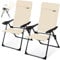 KESSER® 2er Set Gartenstuhl Hochlehner Alu Klappstuhl 7-Fach Verstellbar mit Armlehnen Atmungsaktiv klappbar Campingstuhl Balkonstuhl Klappsessel Garten Terrasse, Beige