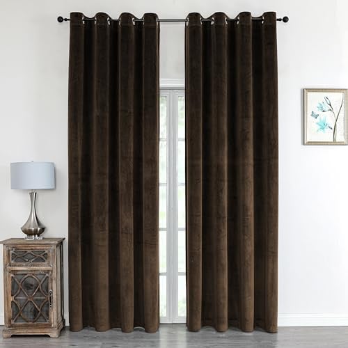Schwar Textilien ® | Gardine Samt | 140x225cm | #1702 | Öse | Braun
