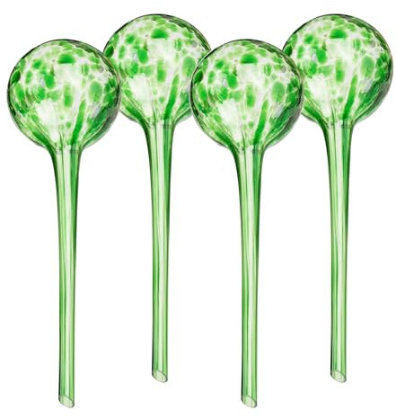 Relaxdays Bulle d’arrosage pour Vos Plantes, en lot Pratique de 4, en Verre, H x D : 30 x 9 cm, Vert