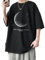 YLCYDLYU Maglietta Estiva da Uomo T-Shirt di Oversize di Cotone Maschile Topsocchia Sciolte per Abbigliamento A Maniche Corte A Manica Corta Streetwear-129 Mezzaluna Nera-L
