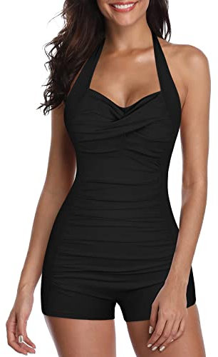 Maillot De Bain Femme 1 Piece D'été Sexy en Tulle Push Up Boxer Froncé Monokini Gainant Swimsuit Pour Piscine Plage