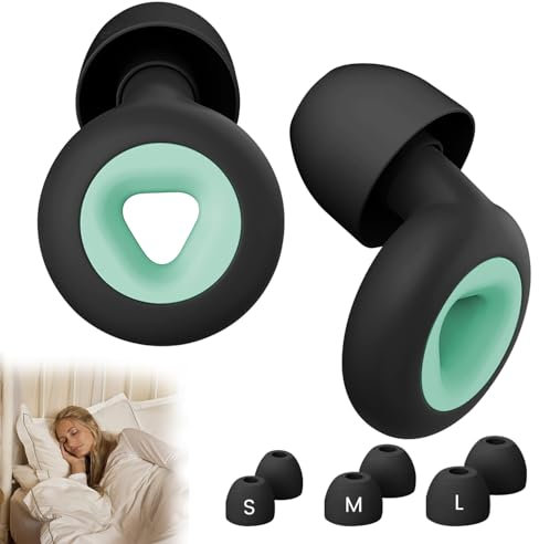 Schlafsilicon-Ohrstöpsel mit Lärmreduktion, Wiederverwendbar für Reisen, Arbeit, Schlaf, Zug, Flugzeug, Office - Schwarz-Grün
