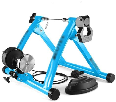 Fahrradtrainer for Zusammenklappen 26-28 Heimtrainer for Fahrräder Mountainbike, 6 Widerstandseinstellungen, Fahrradtrainer Mit Magnetbremse, Radfahren Zu Hause(Blue)