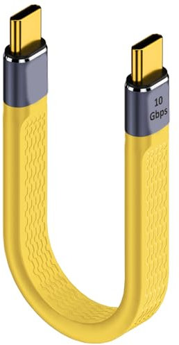 USB C to USB C Soft Flat Short Cable, 13 cm Type C Male to Male 60W USB 3.1 Fast Charge Cable 10Gbps Data Transfer 4K@60Hz Video Output Charging Cable Compatible with Power Bank Laptop Tablet Phone