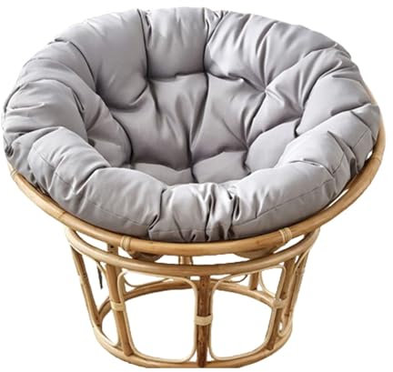 MIAOMI Papasan-Sessel aus Natürlichem Rattan für Den Innenbereich mit Kissen – Komplett Montiert, Verstellbarer, Runder Sitz aus Natürlichem Korbgeflecht