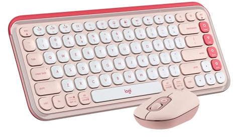 Logitech Pop Icon Combo, combinación de Teclado y ratón Bluetooth, Escritura cómoda, Teclas y Botones programables, clics discretos, Easy-Switch hasta 3 Dispositivos - Rosado - QWERTY