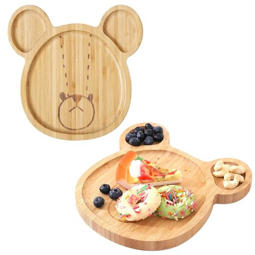 Cutiolly Baby and Toddler Plate for Feeding,Bamboo Plates Baby,Babys Weaning Plate,Bamboo Bowl,Babys Bambooes Wooden Plates