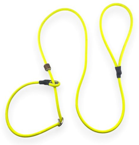 Romneys Moxon-Leine Biothane Neon Pro – handgefertigt in Deutschland, verstellbare, wasserfeste Trainings- & Jagdleine in Neon, robust & wetterfest (Neon-Gelb)