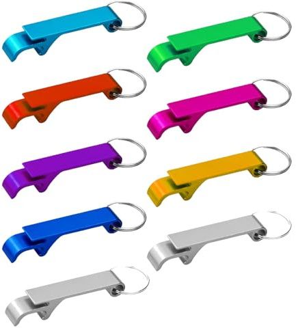 AMANDELIZABE Lot de 9 porte-clés décapsuleurs en aluminium pour un usage quotidien et cadeau