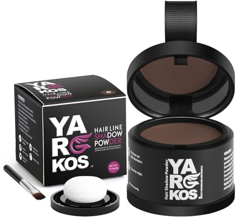 Yargkos Polvo de sombra de color marrón medio, oculta las raíces grises al instante. Ideal para cabello claro en mujeres y hombres. También para contornos de barba. Larga duración y resistente al agua