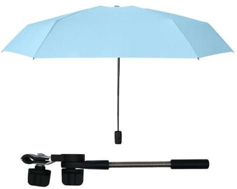 Uoqpty Paraguas del cochecito de bebé, paraguas de la silla con clip - Parasol ajustable de 360° para cochecito con abrazadera - Protección UV UPF 50+, Sombrilla para cochecito de bebé, Sombrilla para