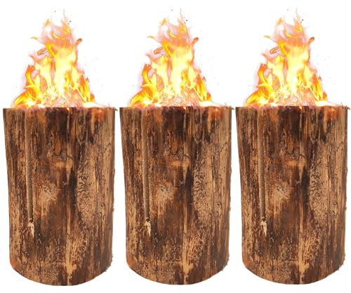 Jack's Schwedenfeuer 3 Stück | Baumfackel groß 25cm Höhe | Gartenfackel Set Feuerfackel Ø17-24cm | Schwedenfackel bis 2h Brenndauer | Holz Feuer 100% Natur