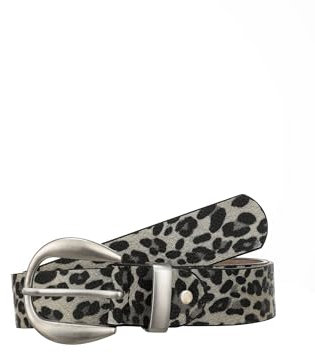 Leslii Damen Gürtel Leo 3cm Animal Print Muster-Gürtel Grau Schwarz Größe 80