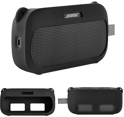 Silikonhülle Tragetasche Case Tasche Hülle für Bose SoundLink Flex (2.Gen.) / Flex Tragbaren Bluetooth Lautsprecher (Schwarz)