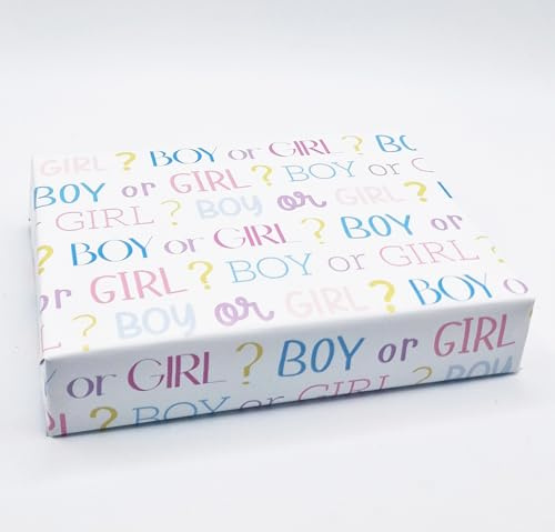 2 Bögen 2 Geschenkanhänger Babyparty Uni Junge oder Mädchen? Geschenkpapier Geburt Baby Ankunft Geschlecht offenbaren Rosa Blau Geschenkpapier Männlich Weiblich (PA)