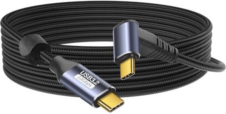 YACSEJAO USB C to USB C 90 Degree Cable 10Gbps USB Type-C 3.1 Gen2 Male to Male Data Transfer 4K@60Hz Video Cable Support 100W Fast Charging (2M/6.6FT)