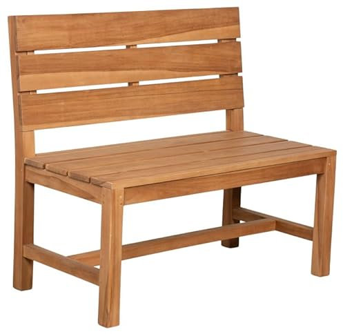 MR. DEKO® Gartenbank Lewes Teak 100 cm ohne Armlehnen | Robuster 2-Sitzer Holzbank B 100 cm x H 92 cm x T 54 cm | Parkbank zum Relaxen