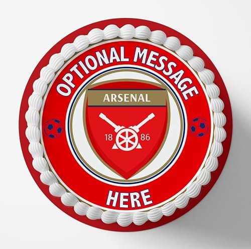 Arsenal Football Team Concept Logo Personalised Edible Cake Topper and Matching Cupcake Toppers, Printed on Icing Sheets - Round, Square, Costco, Cupcake Toppers (1. Round)