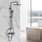 ARCORA Thermostat Duschsystem Schwarz – Duscharmatur Komplettset mit 23 cm eckiger Regendusche, konstanter 38 °C Wassertemperatur, Handbrause mit 2 Strahlarten & Wannenarmatur
