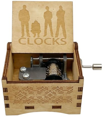STARRUM Vintage Holz Uhren Spieluhr Zeiger Kurbel Laser Design Spieluhr für Männer Frauen Geburtstag Weihnachten Geschenke Uhren