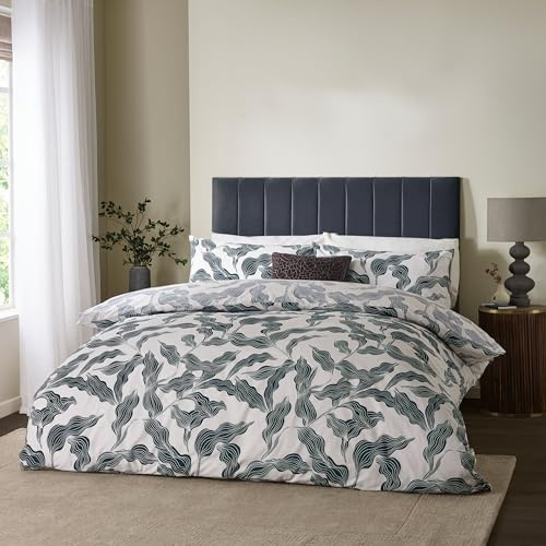furn. Hoem Lauro Duvet Cover Set – Reversible Cotton Blend Botanical Leaf Bedding (Dusk - King)