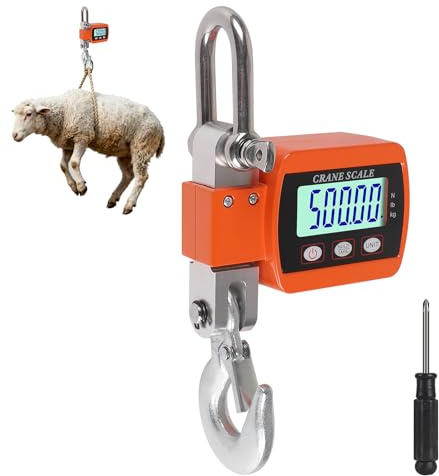 EFUTURETIME Digitalt Upphängt Krokvåg 500 KG, Elektronisk Våg för Kran i Aluminium Hög Precisions Dynamometer för Vilt, Bagagevägning, Jakt, Fiske, Våg för Molo, Apelsin