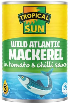 Tropical Sun Wild Atlantic Mackerel in Chili Sauce 400g - Canned Mackerel Fillets - High in Protein & Omega 3 - Ready to Eat - Spicy Tinned Fish for Rice, Pasta, Sandwiches & Hot Meals