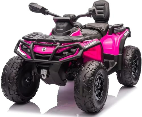 Playhouse Quad Outlander 4x4 24V - 800 WAT, Bluetooth, FM-Radio, Ledersitz, 2 Stoßdämpfer, Eva Räder, 24V 7ah, Kinderauto Kinderfahrzeug Kinder Elektroauto (Rose)