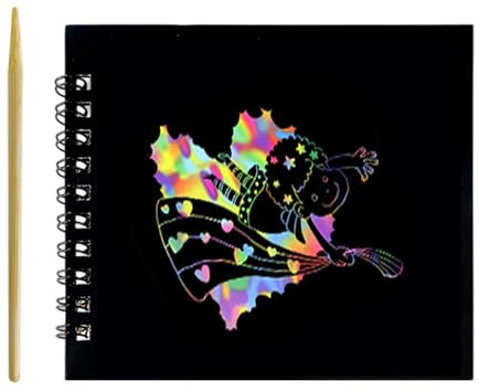 Ungtyb Scratch Paper Arts Pad - Rainbows Scratch Notebook | Magic Scratched Craft Book for Kids with Wooden Styluses, for Boys Students Classroom Home Travel Airplane Party, Birthday