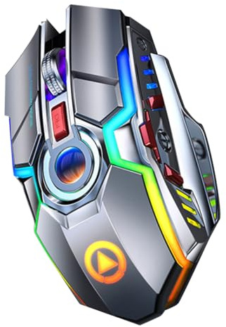 UTHCLO Souris de Jeu sans Fil Rechargeable 2,4 Ghz Abs USB 7 Touches | Rgb, Portée 15m, Prise en Main Confortable, Design Ergonomique, Batterie Intégrée, pour PC