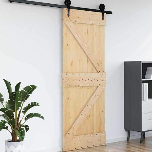 YunCangg NARVIK - Porte intérieure en pin massif naturel - 70 x 210 cm - Avec structure claire - Pour salon, chambre, porte d'entrée, porte pliante, porte coulissante, design bois, montage facile