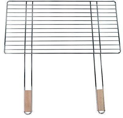 4U-Onlinehandel Parrilla 68 x 40 cm Con 2 asas de madera acero cromado parrilla parrilla para óxido