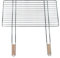 4U-Onlinehandel Grillrost 68x40cm mit 2 Holzgriffen Stahl verchromt Grillgitter Grillaufsatz Ersatzrost