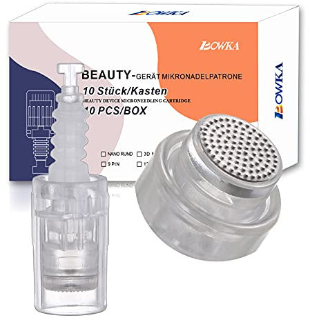 BOWKA Nano Rund Nadeln Patrone Microneedling Pen 10 Stück Universalmodell Ersatznadeln Einstellbar Electric Derma Pen (Rund Nano Bajonett)