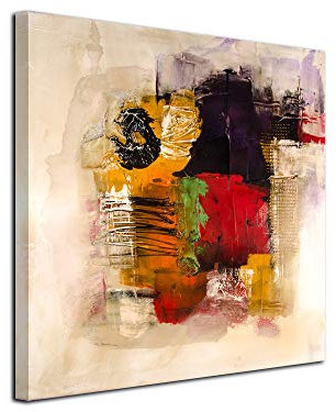 DECLINA Tableau Reproduction Peinture Moderne - Impression sur Toile Abstrait décoration Murale - Déco Maison, Cuisine, Salon, Chambre Adulte - Multicouleur 30x30 cm