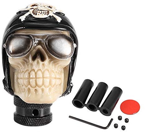 Fydun Schaltknauf Skeleton Skull Head Car Manual Schalthebel Stick Lever Shifter Universal Gear Shift Knob Interior Decor