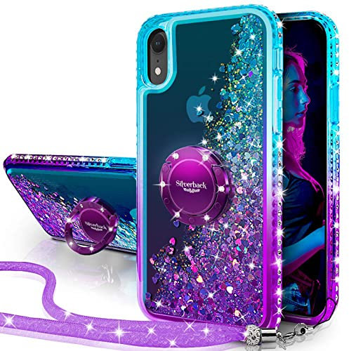Miss Arts Coque pour iPhone XR, Fille Silicone Paillette Strass Bling Glitter de Luxe avec Support, Liquide Gel Bumper Housse Etui de Protection pour Apple iPhone XR - Pourpre