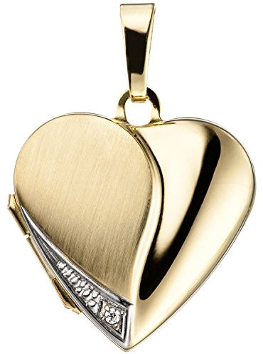 Jobo Damen-Medaillon Herz aus 8 Karat 333 Gold mit Zirkonia zum Öffnen für 2 Fotos