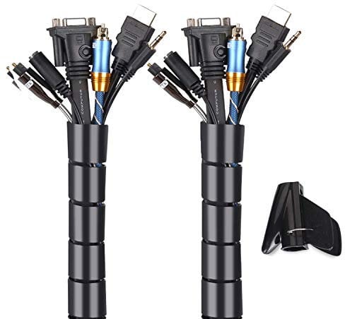 MOSOTECH Universal Kabelschlauch 2x1.5 M Flexible Kabelkanal Cord Organizer Kabelhülle Schutz-System fürTV, Computer, Heimkino