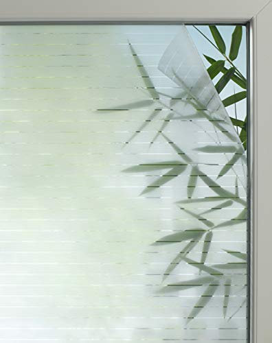 GARDINIA Statische Fensterfolie Line 25, Selbsthaftend, Blickschutz, Lichtdurchlässig, Haftet statisch ohne Kleber, 67,5 x 150 cm, Linien-Optik, Halbtransparent