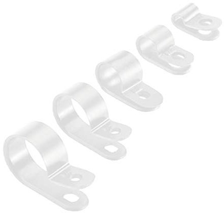 100 x Natural/White Nylon 12mm P Clips for Conduit, Cable, Tubing & Sleeving