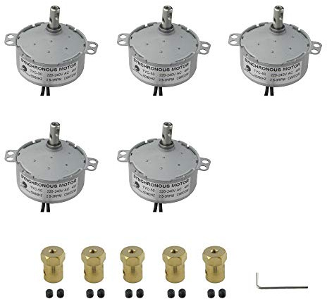 CHANCS 5PCS TYC-50 Moteur synchrone pour tourne-disque motorisé 220V 2.5-3RPM Moteur synchrone avec alésage de 7 mm Kit de connecteur de coupleur d'accouplement d'arbre flexible pour air