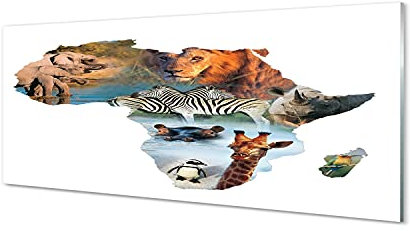 Tulup Glasbild - 125x50cm Wandbild Afrika Dekorative Für Wohnzimmer Schlafzimmer - Zebra Giraffe Tiger