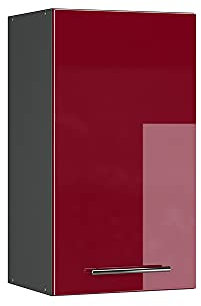 Vicco Hängeschrank Fame-Line, hängender Küchenschrank, Bordeaux Hochglanz/Anthrazit, 40 cm
