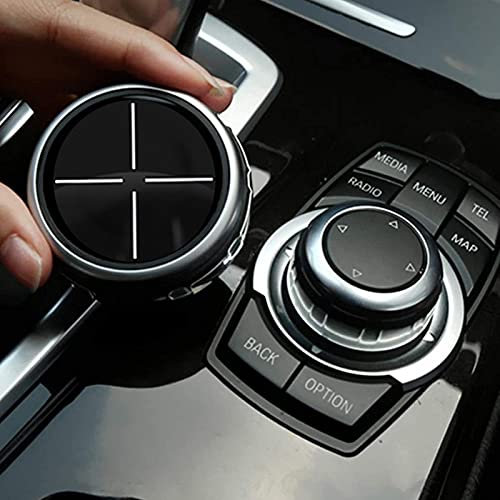 CDIYTOOL Auto-Multimedia-Knopfabdeckung Ersatz für B-M-W F10 F20 F30 IDrive, schwarz Auto Multimedia-Steuertastenabdeckung Verkleidung für 1er-, 3er-, 5er-Serie (Kreuzmuster)