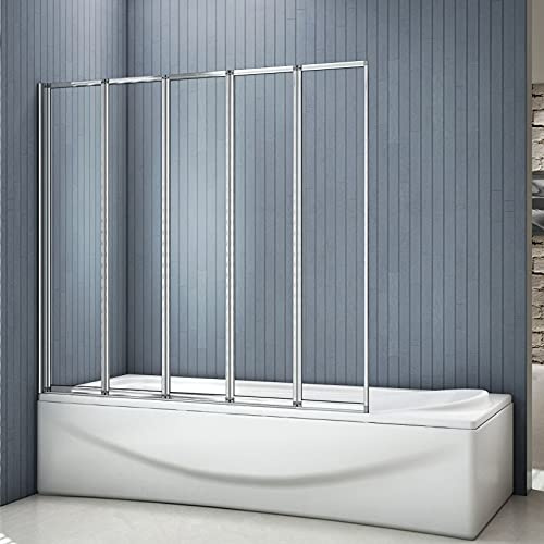 Acezanble New 5 Folding Pivot Shower Bath Screen Panel 1200x1400mm
