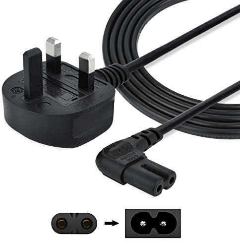 SHAFI Figure 8 Power Lead 5M - 2-Pin 90 Degree Angle IEC C7 Universal UK Plug Power Cable - Compatible with PS5, Xbox Series X, Smart LED TV, Samsung, LG, Sony TVs
