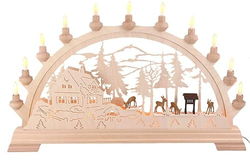 exclusiv-holzkunst Taulin Schwibbogen Forsthaus mit Vordergrundbeleuchtung